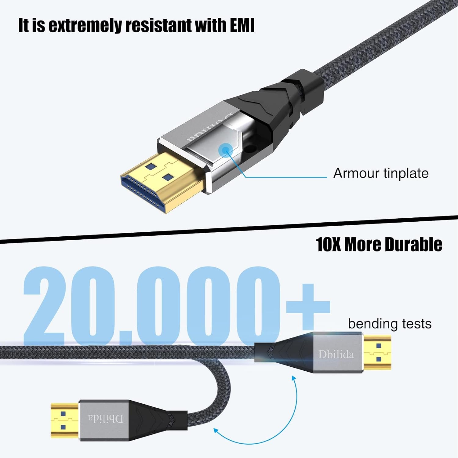 8K Fiber HDMI Cable 33Ft, Nylon Braided Fiber Optic HDMI 2.1 Cable Support 48Gbps, 8K 60Hz, 4K 120Hz, Dynamic HDR, Earc, HDCP2.2/2.3 Compatible with PS5, Xbox Series X, RTX 3080/3090